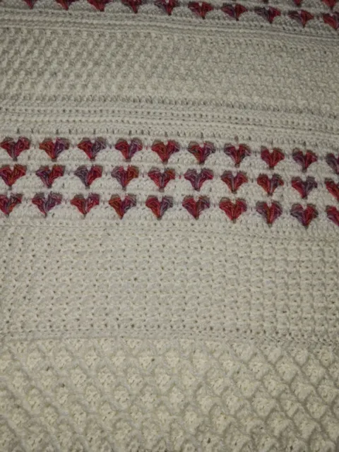 Hand made crochet baby car Seat blanket  Heirloom Heart