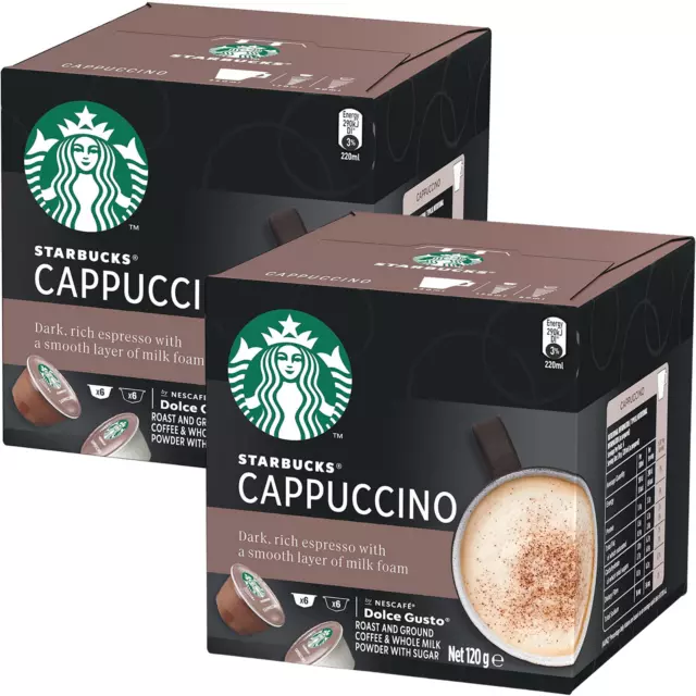 2x Starbucks Cappuccino by NESCAFE Dolce Gusto Coffee Pods, Box of 6+6 Capsules