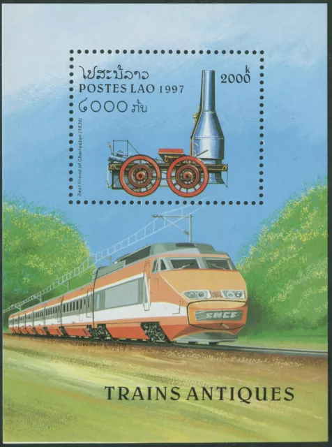 Laos 1997 Trains Railway Locomotives Transport Steam Engine m/s MNH