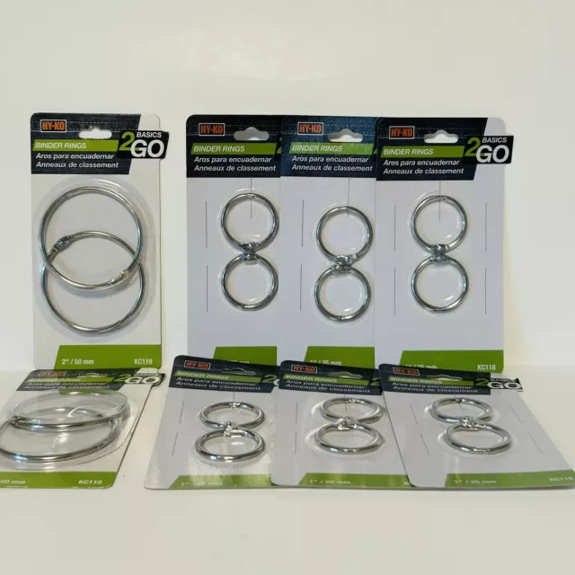 HY-KO  Binder Rings 2" And 1" New Lot Of 8