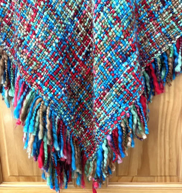 Handmade Hand Woven Chunky Multicolor Poncho Cape GORGEOUS!