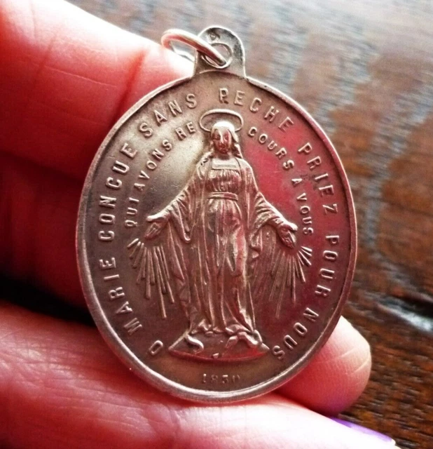 MEDAILLE RELIGIEUSE ANCIEN ARGENT MASSIF OR ANTIQUE