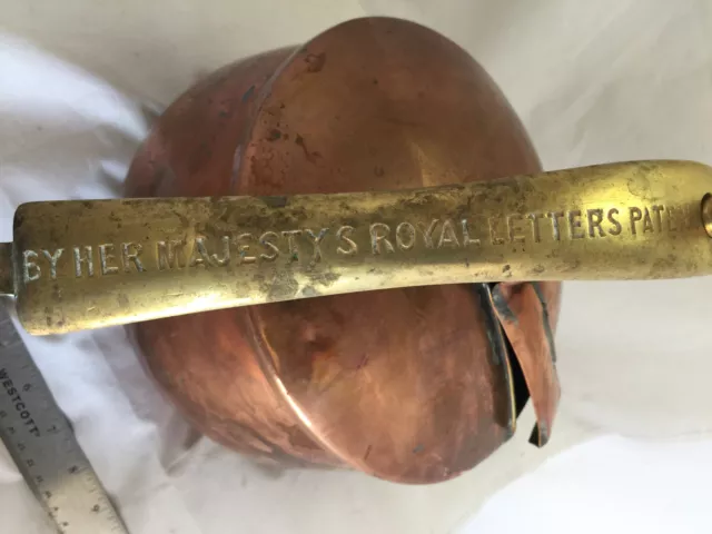 Vintage Antique Heavy Brass Copper By Her Majesty's Royal Letters Pot Crank Bowl 3