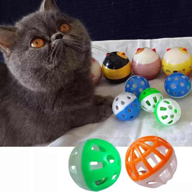 18Pcs Pet Cat Kitten Play Balls With Jingle Bell Pounce Chase Rattle Toy
