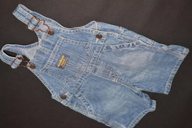 Set jeans Oshkosh pantaloncini pantaloni tuta dungarees bavaglino pantaloni flap vintage 12Mos 74