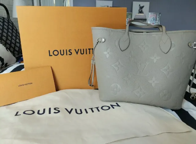 Louis Vuitton Empreinte Monogram Neverfull MM- Turtledove NWT in