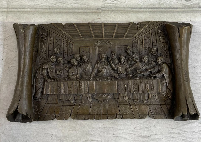 BRONZE METAL SCULPTURE JESUS AT THE LAST SUPPER by Leonardo Da Vinci 5 ...