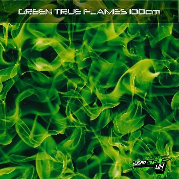 ROLLED - GREEN TRUE FLAMES Hydrographics Film Hydro Dipping Transfer Graphic UK