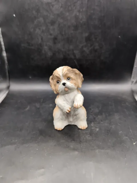 CU#4 Vintage Shih Tzu Puppy 3" Figurine Homco 1467 Porcelain Bisque