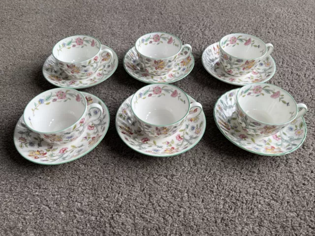 Minton Bone China Haddon Hall Set Of 6 Cups & Saucers