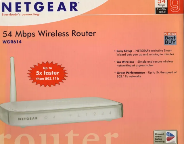 NETGEAR 54 Mbps WIRELESS ROUTER - WGR614 - NEW - Floor Demo pack - Easy Setup