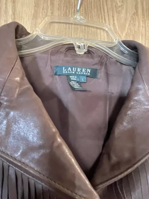 Ralph Lauren Fringed Brown Leather Jacket Vintage 2