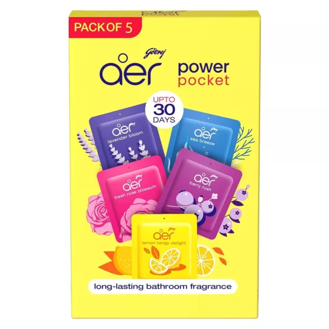 Godrej aer Power Pocket Désodorisant pour salle de bain – Assortiment de 5...