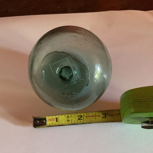 Vintage Japanese Hand Blown Glass Fishing Float Ball Marked 3”