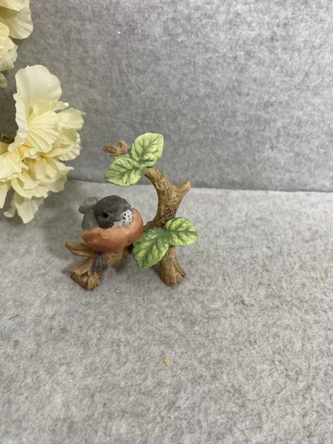 Vintage Porcelain Robin Bird Perched On A Tree Limb Figurine