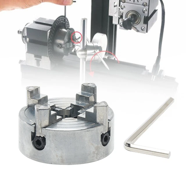 Power Tool Lathe Chuck Woodworking Zinc Alloy 4 Jaw Home Mini Clamp Accessory