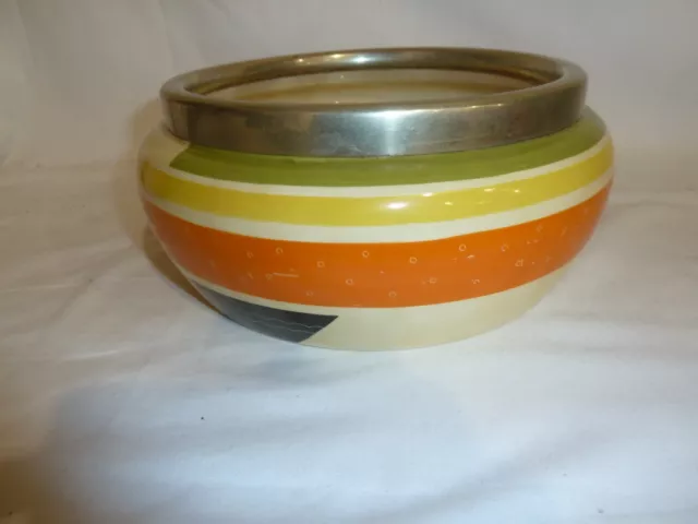 Vintage Art Deco Susie Cooper fruity bowl, EPNS rim @1930's colourway