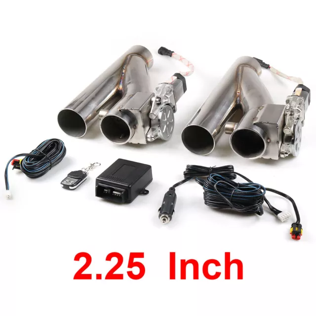 2×2.25" 57mm Electric Exhaust Valve Cut Out Downpipe System Y Pipe With Remote