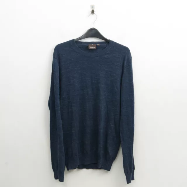 Oscar Jacobson Hommes M Custer Lin Coton Pull Bleu Sweat