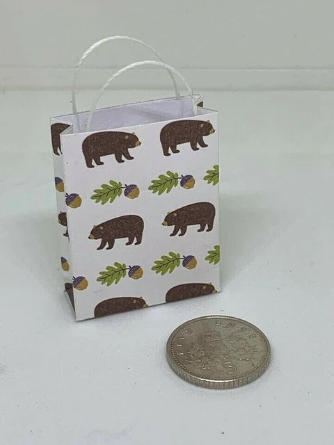 Handmade 1:12th Scale Dolls House Miniature Accessory Children's Bear Gift Bag