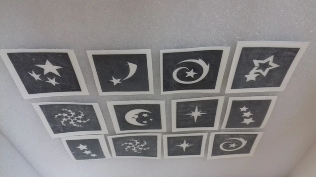 Star mini small themed stencils for glitter tattoos / airbrush (mixed) stars