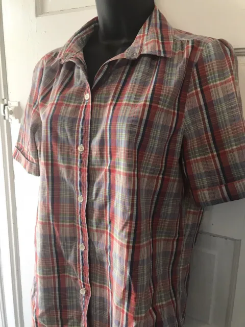 Vintage Levi’s Women’s Plaid Cotton Button Up Shirt - Puffed Short Sleeves