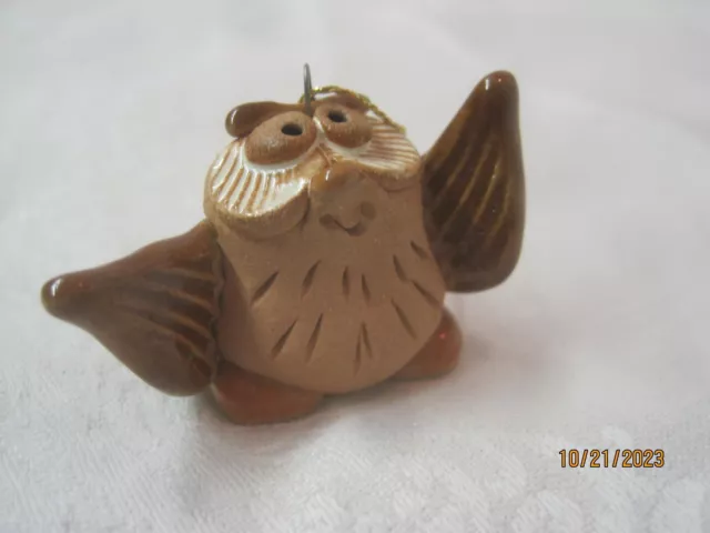Vintage Pottery Christmas Ornament Owl #39