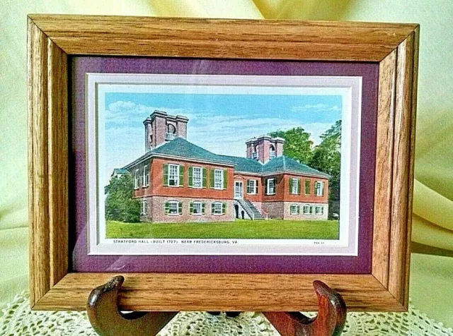 Stratford Hall Picture Framed Matted Vintage Postcard Fredericksburg Va 264-30.