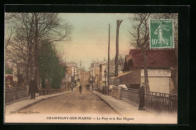 CPA Champigny-sur-Marne, Le Pont et la Rue Mignon