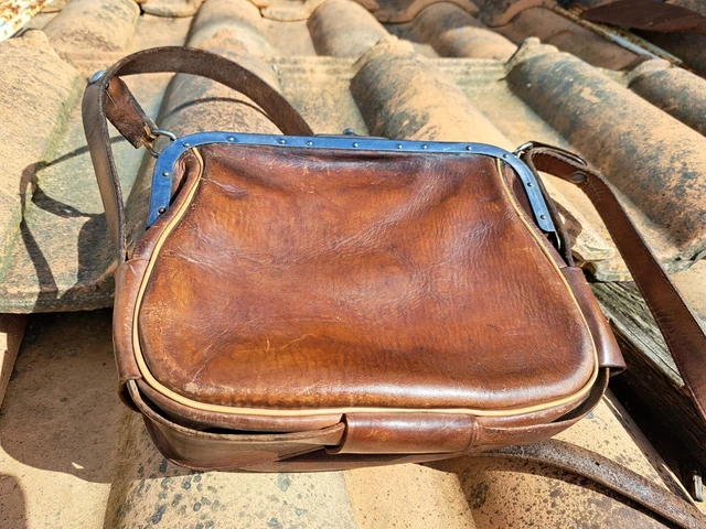 ANCIENNE SACOCHE EN cuir de pompiste ou de contrôleur vintage EUR