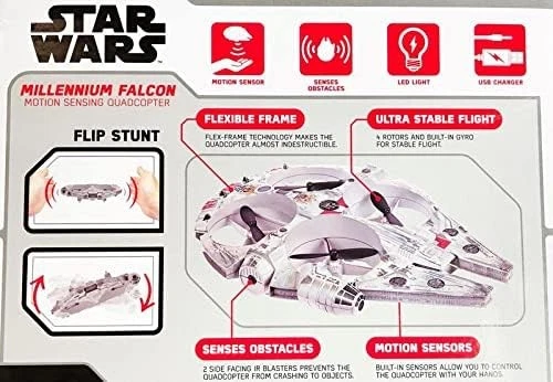 STAR WARS MILLENNIUM Falcon Motion Sensor UFO Drone - Hand Controlle ...