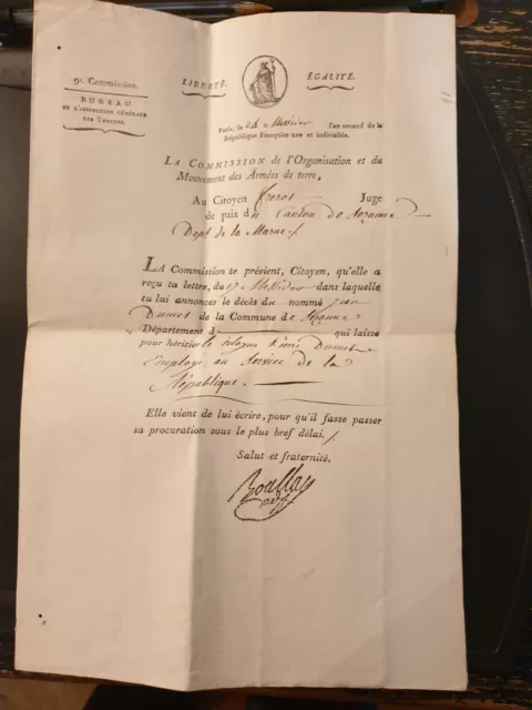 1794 Lettre A Entete Avec Rare Marque Postale Armee De Terre N°1 2