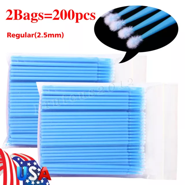 200 Pcs Dental Micro Brush Disposable Materials Tooth Applicators 2.5mm blue