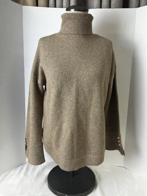 MICHAEL Michael Kors Women's Sweater Knit Beige Wool Blend Size S Turtle Neck