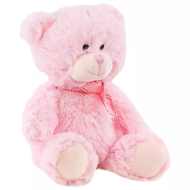 Plush Teddy Bear Soft Cuddly Toy Baby Boy/Girl Perfect Gift w/ Ribbon (Pink)