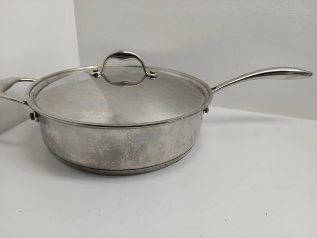 Tramontina Gourmet 5 Qt Tri-Ply Clad Covered Stainless Steel Deep Saute Pan Used