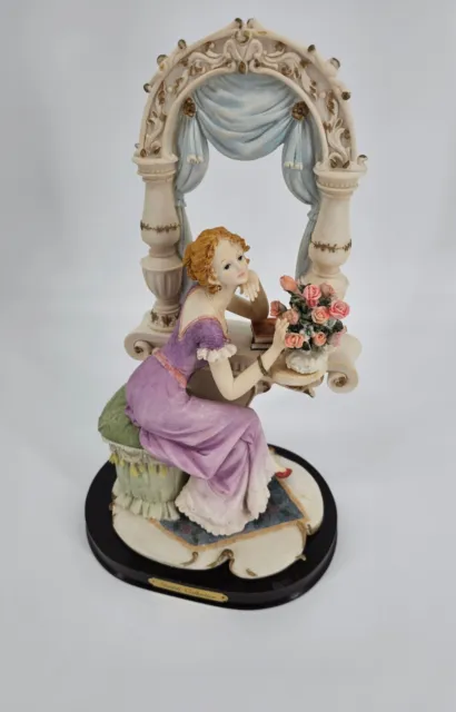 Vtg Lady On Stool Flowers  Book Gentili Collection Statue Capodimonte? Porcelain