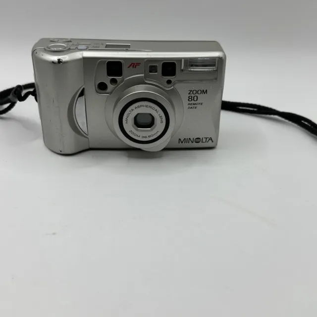 Minolta Zoom 80 Remote Date Silver Point & Shoot 35mm Film Camera PARTS ONLY