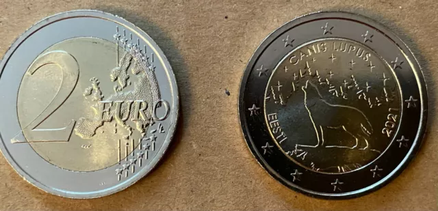 2 Euro Gedenkmünze 2021 aus Estland, Canis Lupus, Wolf, bankfrisch, bfr