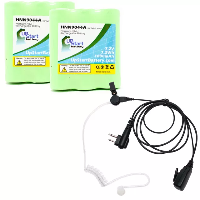 2 Pack Battery & Earpiece w/ PTT Mic for Motorola PRO1150