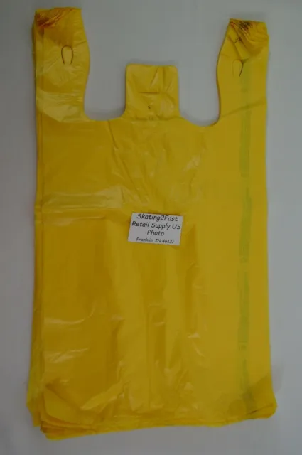 1000 Qty. Yellow Grocery Plastic T-Shirt Bags w/ Handles Supermarket Retail