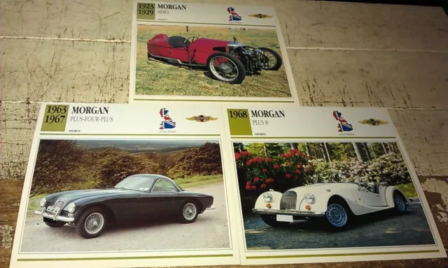 MORGAN  Cars  Colour Collector Cards x 3