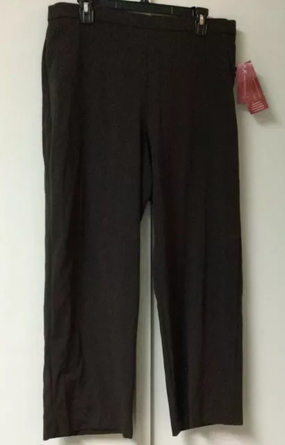 JM Collection Women's Petite Size 16 Short Brown Classic Fit Pants Elastane New