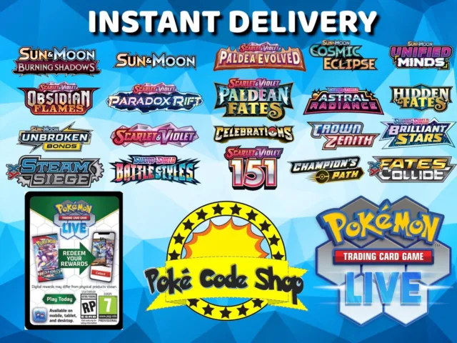 BONUS / PROMO / BOX Pokemon Live Online Code Cards ~ INSTANT EMAIL QR DELIVERY