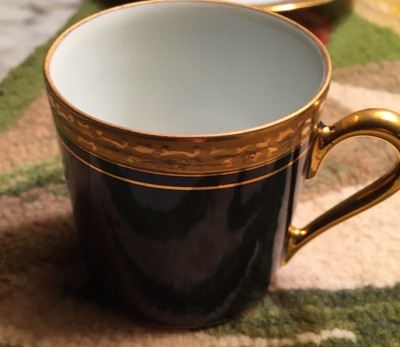 Limoges France Cobalt Blue Gold Porcelain Demitasse Cup Saucer 3
