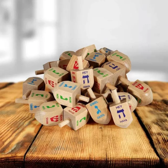 1 Chanukah WOODEN DREIDEL - Jewish Small Spinning Wood Draidel Judaica Present