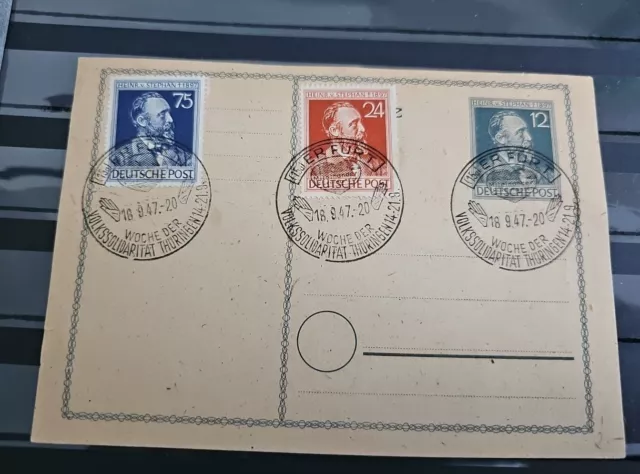 Mi 963+964 auf Ganzsache P965mit Sonderstempel "VOLKSSOLIDARITÄT THÜRINGEN "