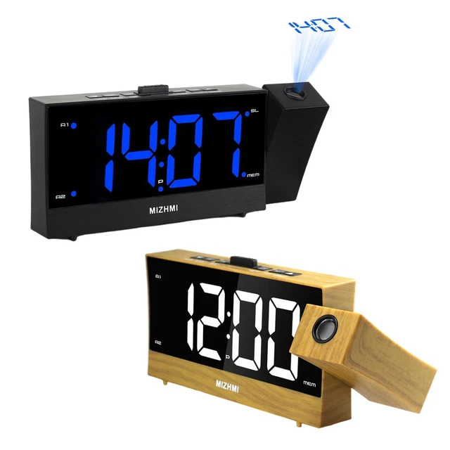 Radio-réveil avec chargeur USB Minuterie Double alarme Projection sur le mur de