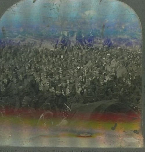 1919 Serbian Army At Outdoor Theatre At The Frontlines Battle Stereoview 20-43