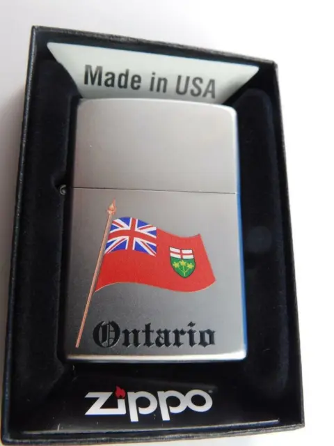 Zippo Lighter Canada Ontario Province Flag Crest Souvenir Sealed New Gift Box